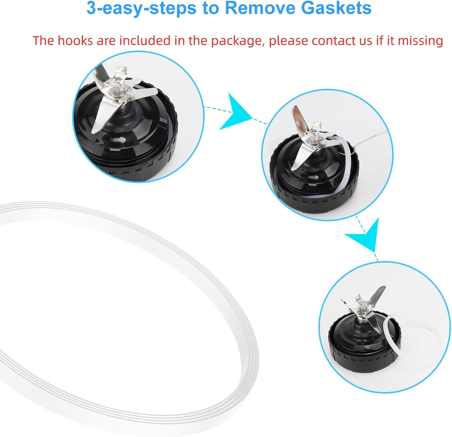 3 Pack Rubber Gaskets Replacement Seal White O-Ring for Ninja Pro Blender Replac