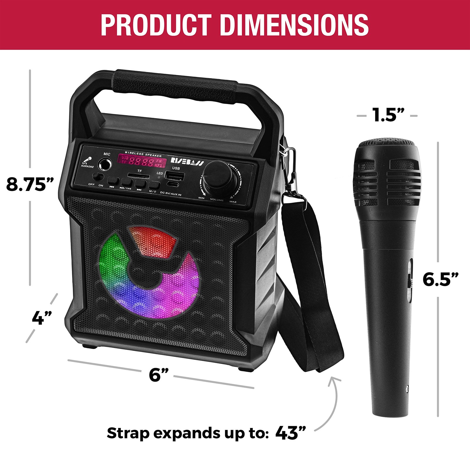 Karaoke Bluetooth Party Speaker with Microphone – Portable Wireless Karaoke M...