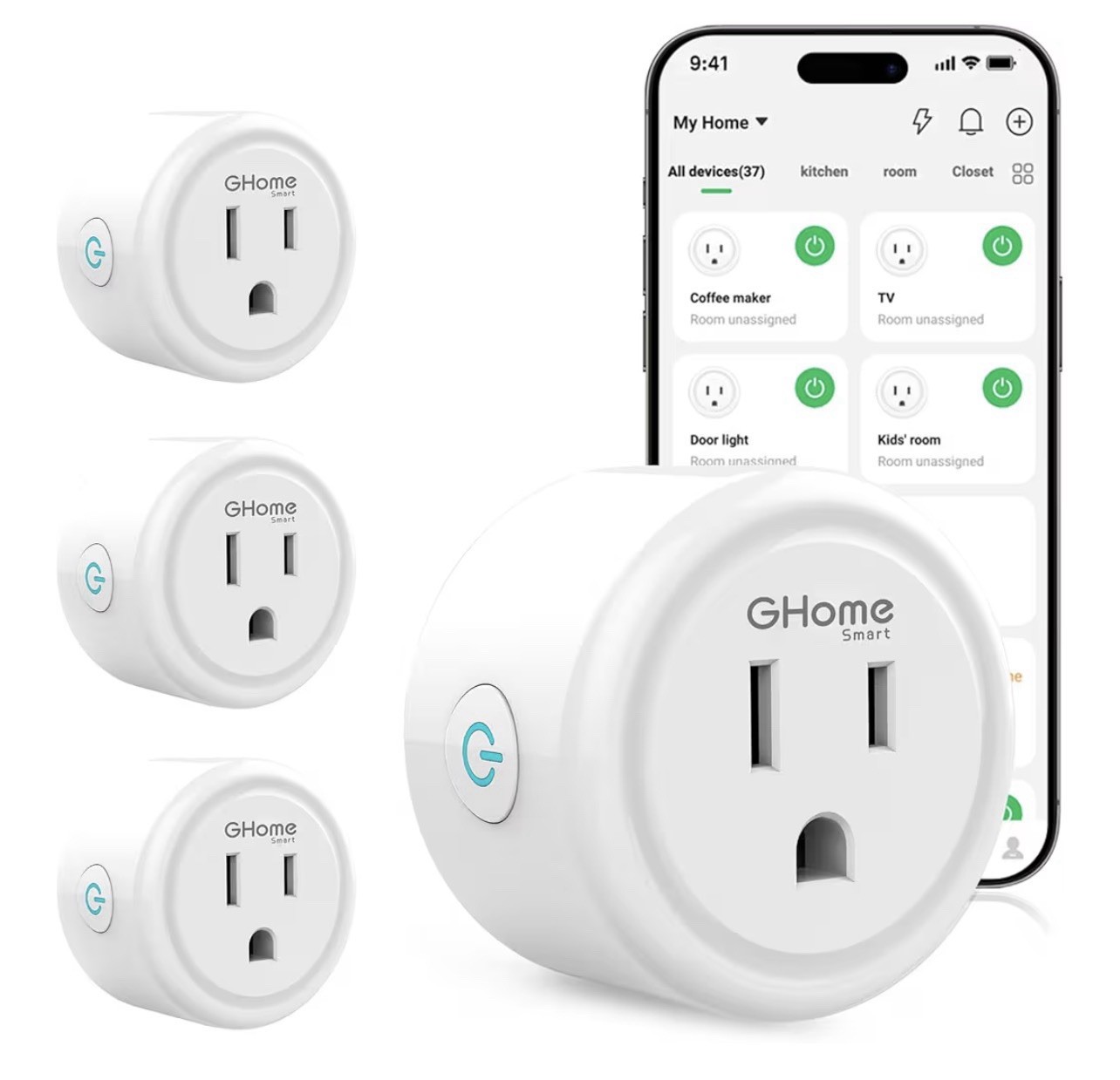 GHome Smart Plug, WiFi Smart Plugs Work with Alexa and Google Home, Smart Outlet