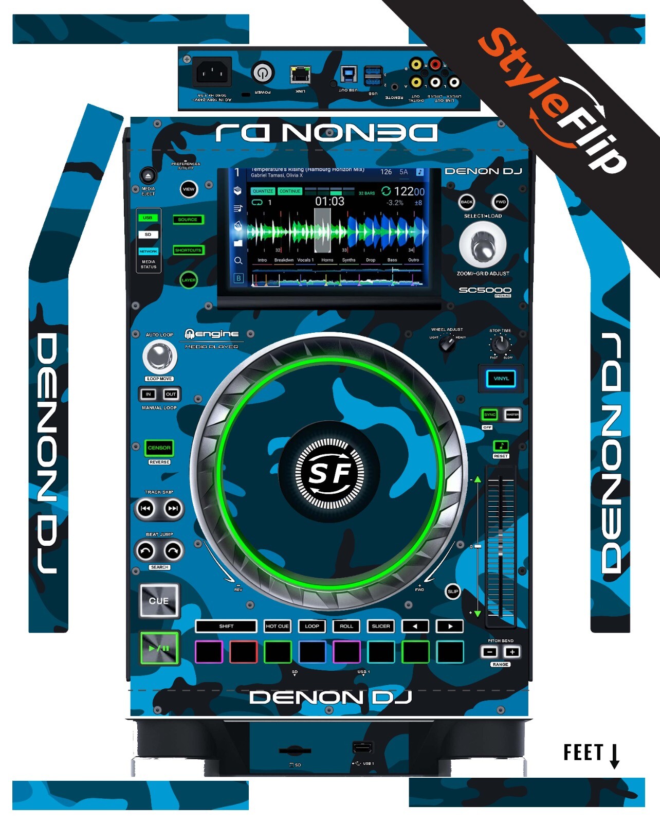 Denon DJ SC5000/5000M Prime Skin | Blue Camo | Protective Decal |StyleFlip Skins