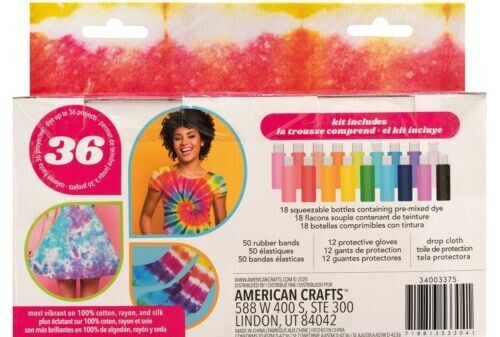 American Crafts Medium Tie Dye Kit 2oz 82/Pkg 18 ASSORTED COLORS 34003375