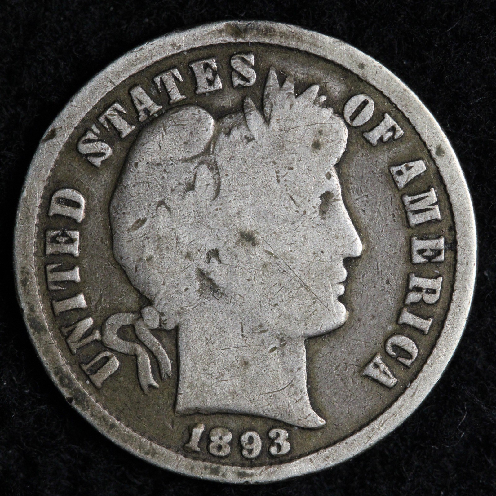 1893 Barber Silver Dime FINE E206 UWTL