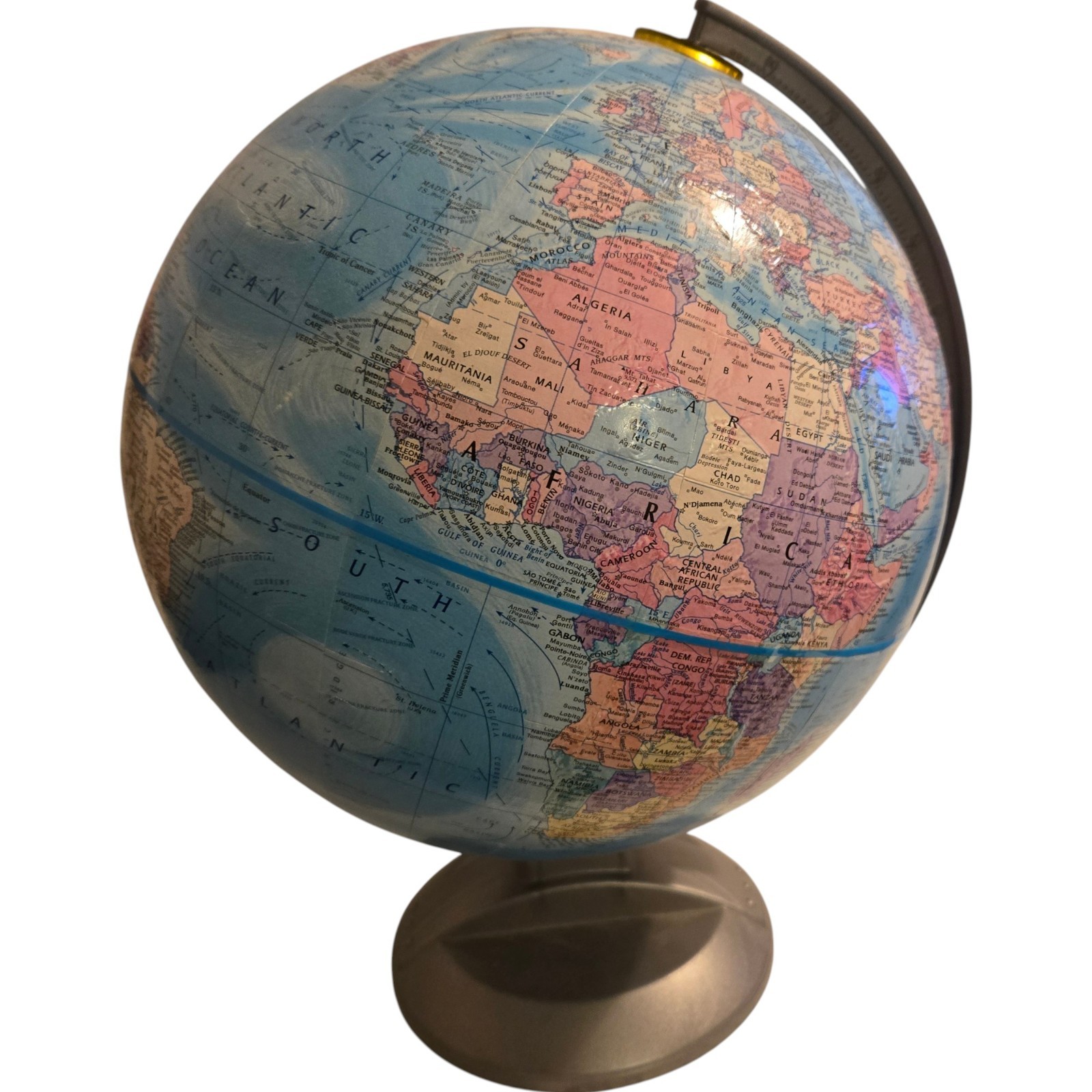 Globemaster Scanglobe Type-Y 12 Inch Diameter Globe World Map Plastic Base & Arm