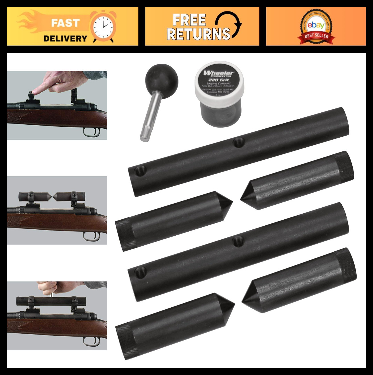 Scope Ring Alignment & Lapping Kit, 1"-34mm, Precision Scope Mounting Tools