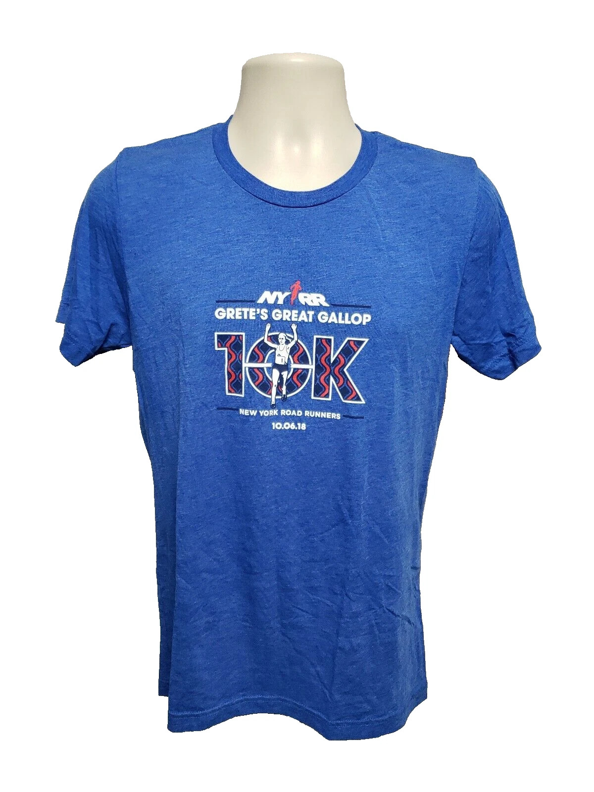 2018 NYRR New York Road Runners Gretes Great Gallop 10K Adult Medium Blue TShirt