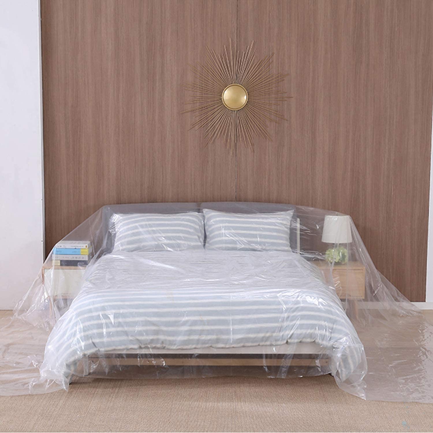 5 Sheets Plastic Drop Cloths, Plastic Sheeting Plastic Painting Tarp Paint Dr...