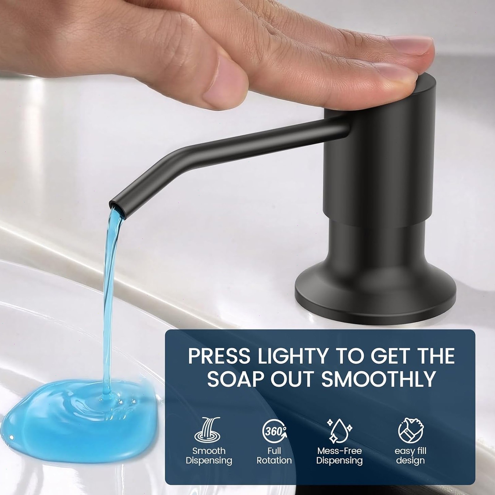 3 Hole Kitchen Faucet Pull Down Sprayer 8"Centerset 2 Handle with Soap dispenser