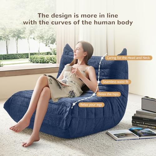 Bean Bag Chair - Corner Sofa, Fireside Chair Bean Bag Sofa Large Single Blue