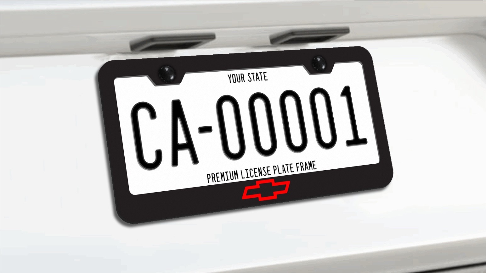 Red Chevy Logo License Plate Frame Holder Black Premium Anti-Rust Premium Metal
