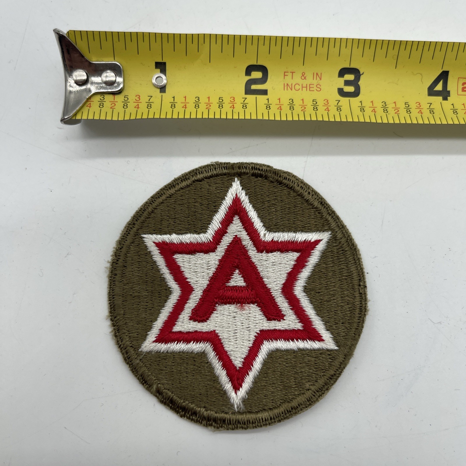 U.S. Military 6th Army Cut Patch Insignia “A” 6 Pointed Star ~2.5” Round Older