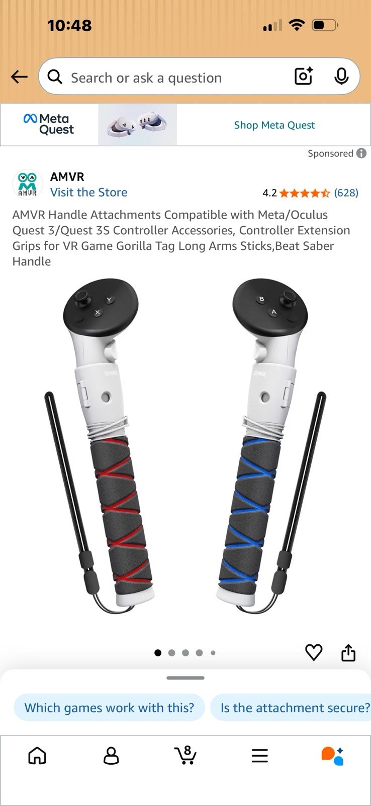 KujecT Controller Extension Grip for Meta Quest 3, VR Handle Attachments