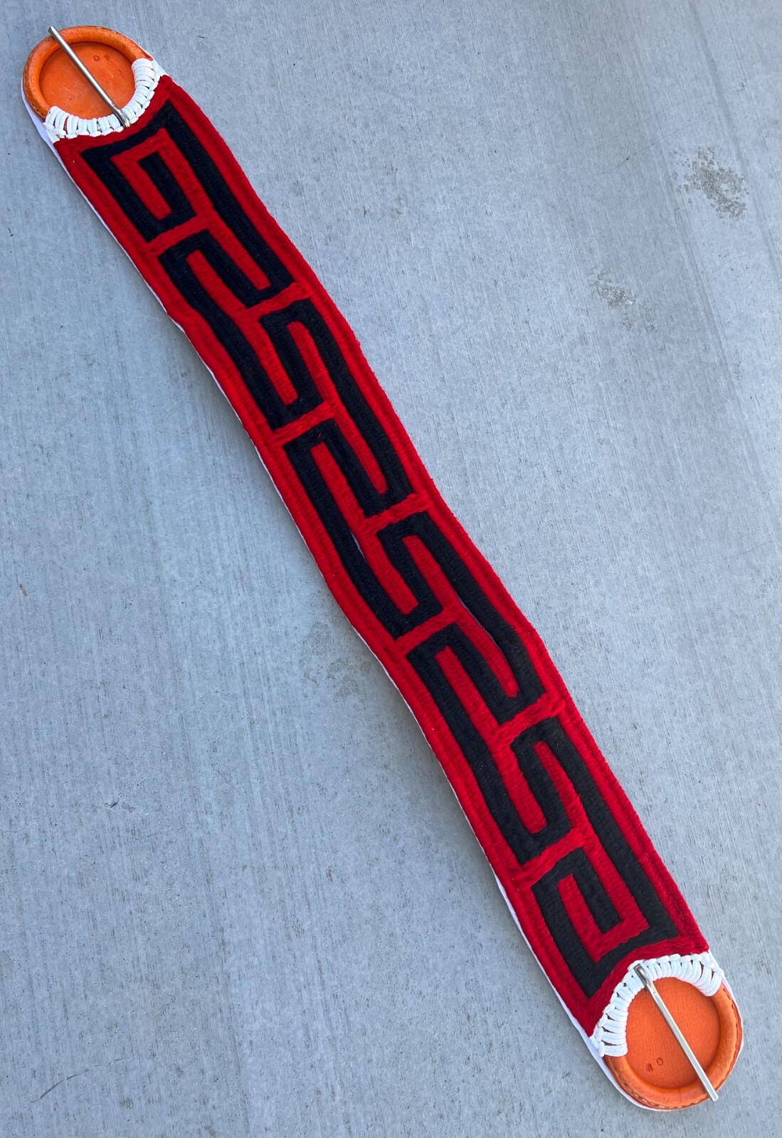 40" RED AND BLACK CHARRO SADDLE HORSE CINCH, CINCHO CHARRO PARA CABALLO,  GIRTH