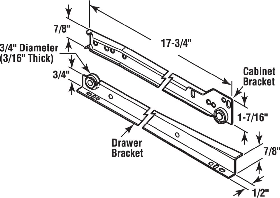 R 7211 Drawer Slide Kit – Replace Drawer Track Hardware – Self-Closing Design...