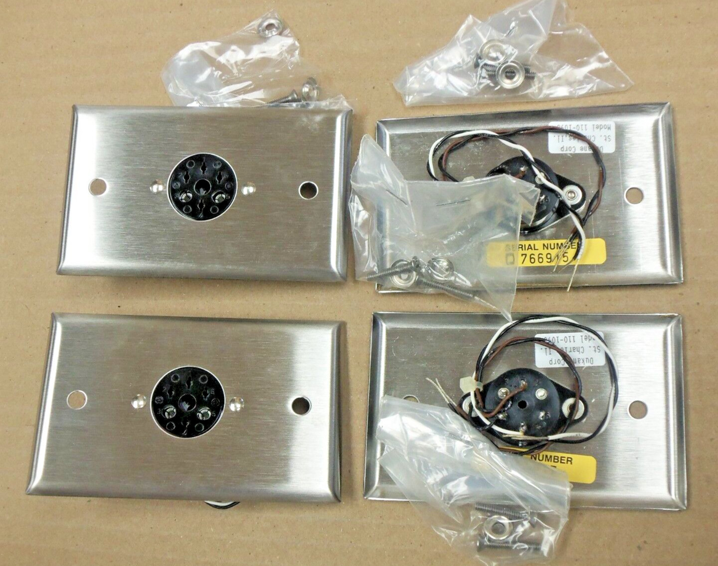 NEW LOT OF 4 DUKANE CORP.  110-1098 6 PIN HIRSCHMAN RECEPTICALE FLUSH ONE GANG