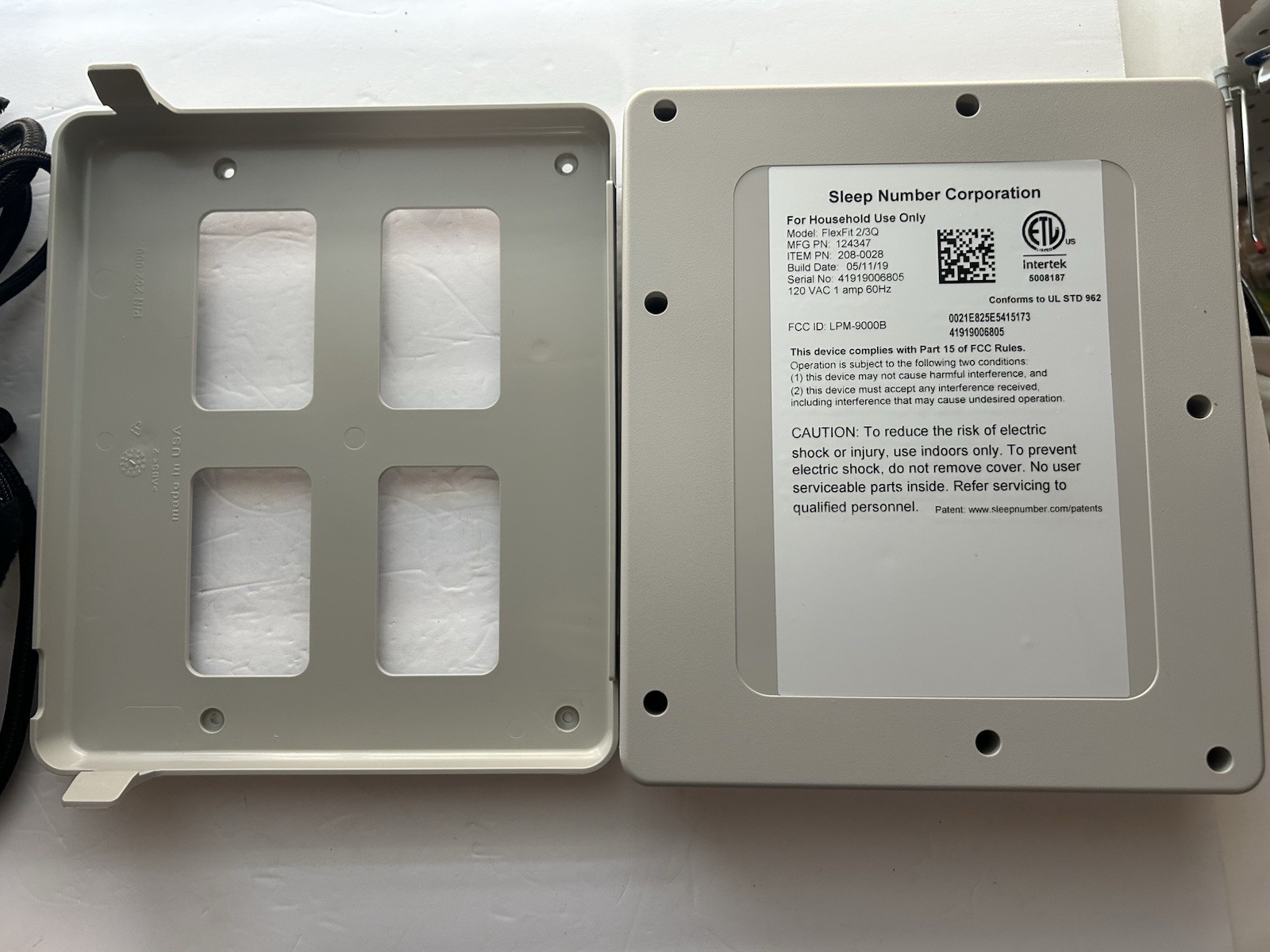 OEM Sleep Number Dual Control Box Flexfit 2/3K Split Base w/Main Cable 208-0028