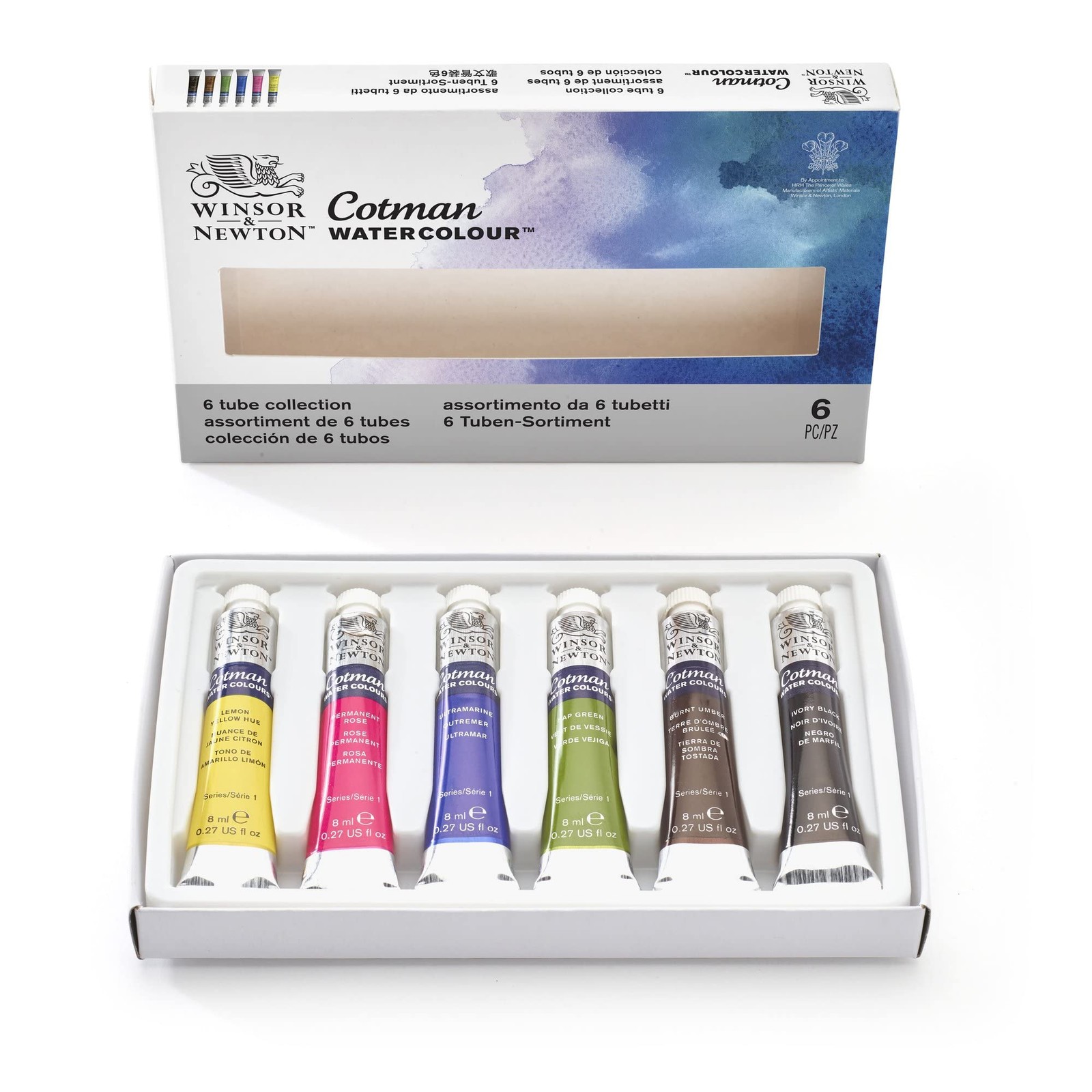 Winsor & Newton Cotman Watercolor Paint Set, 6 0.27 Fl Oz (Pack of 8), Multi