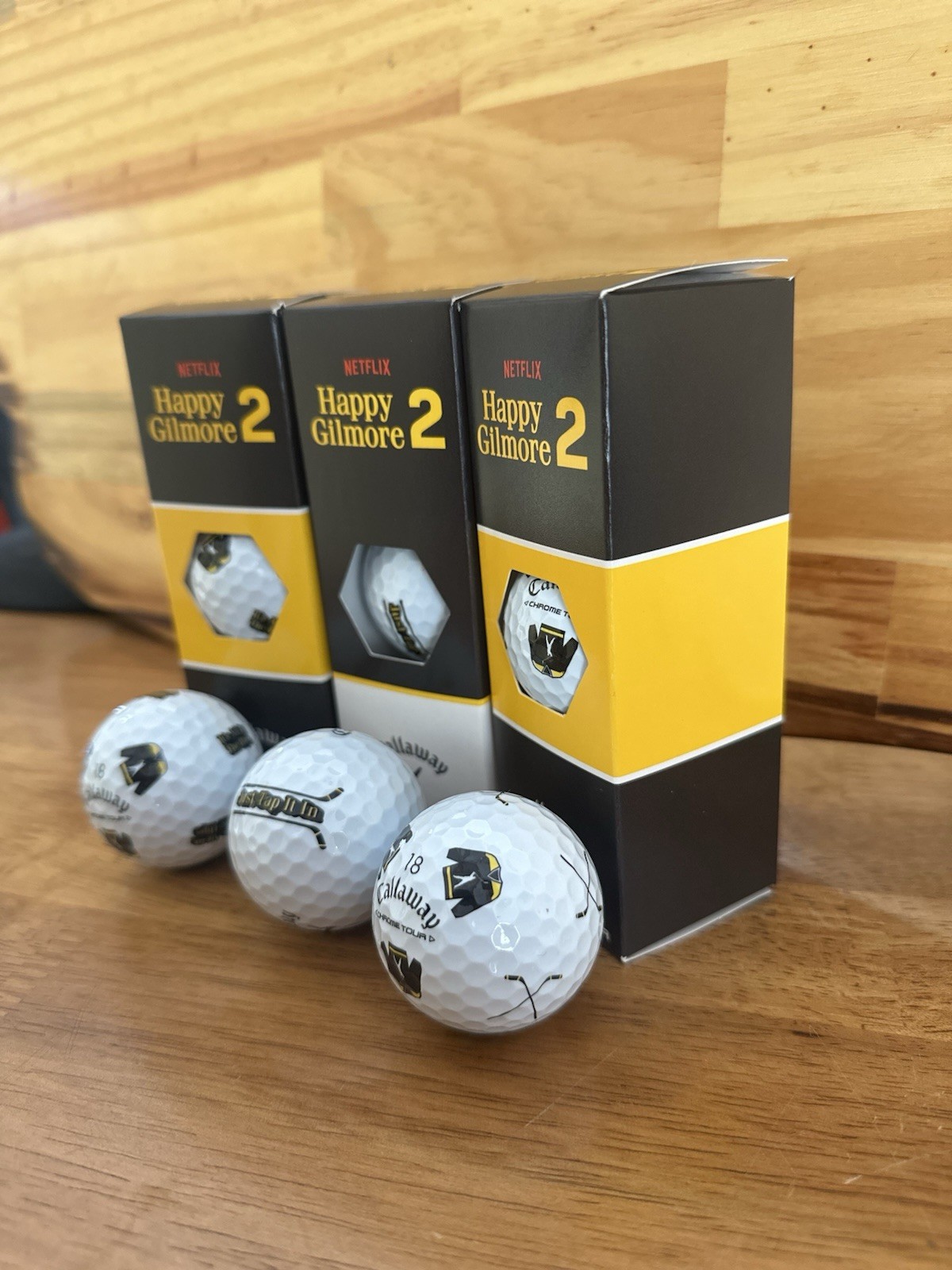 HAPPY GILMORE 2 CALLAWAY SLEEVE OF 3 (1 BALL FROM EACH LIMITED EDITION)!!!