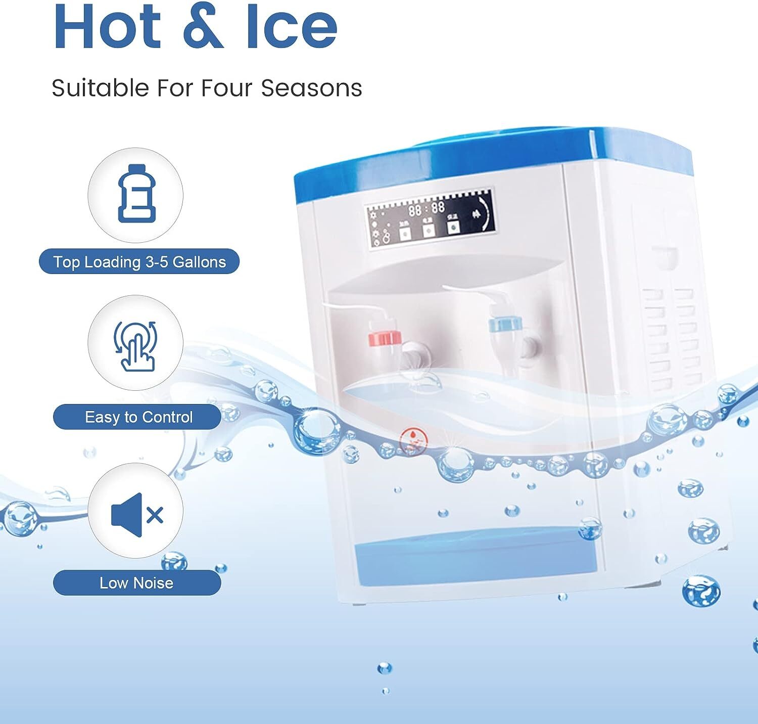 5 Gallon Cold + Hot Water Cooler Dispenser Freestanding Top Loading Detachable!