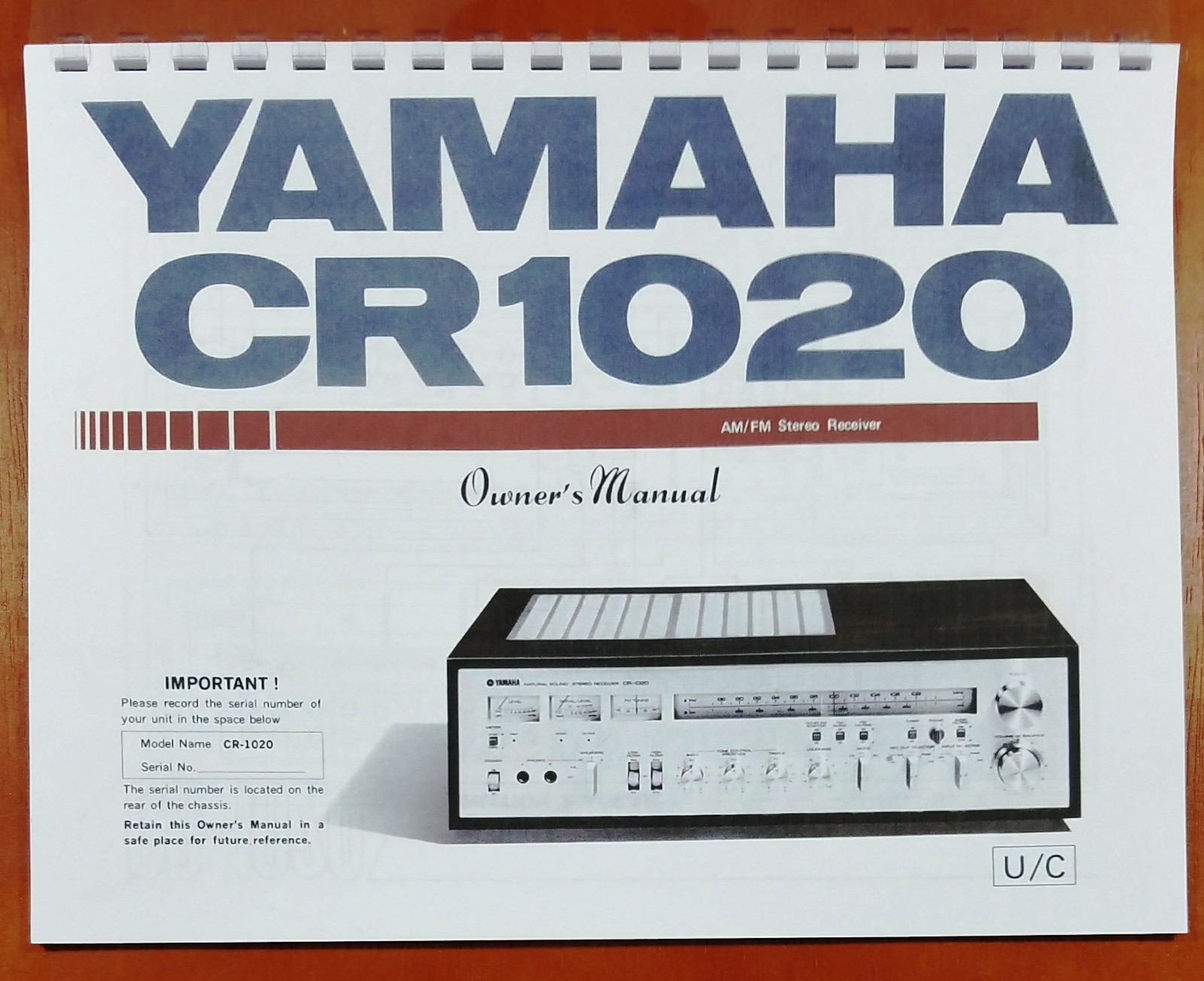 Yamaha CR-1020 Stereo Receiver Owners Manual