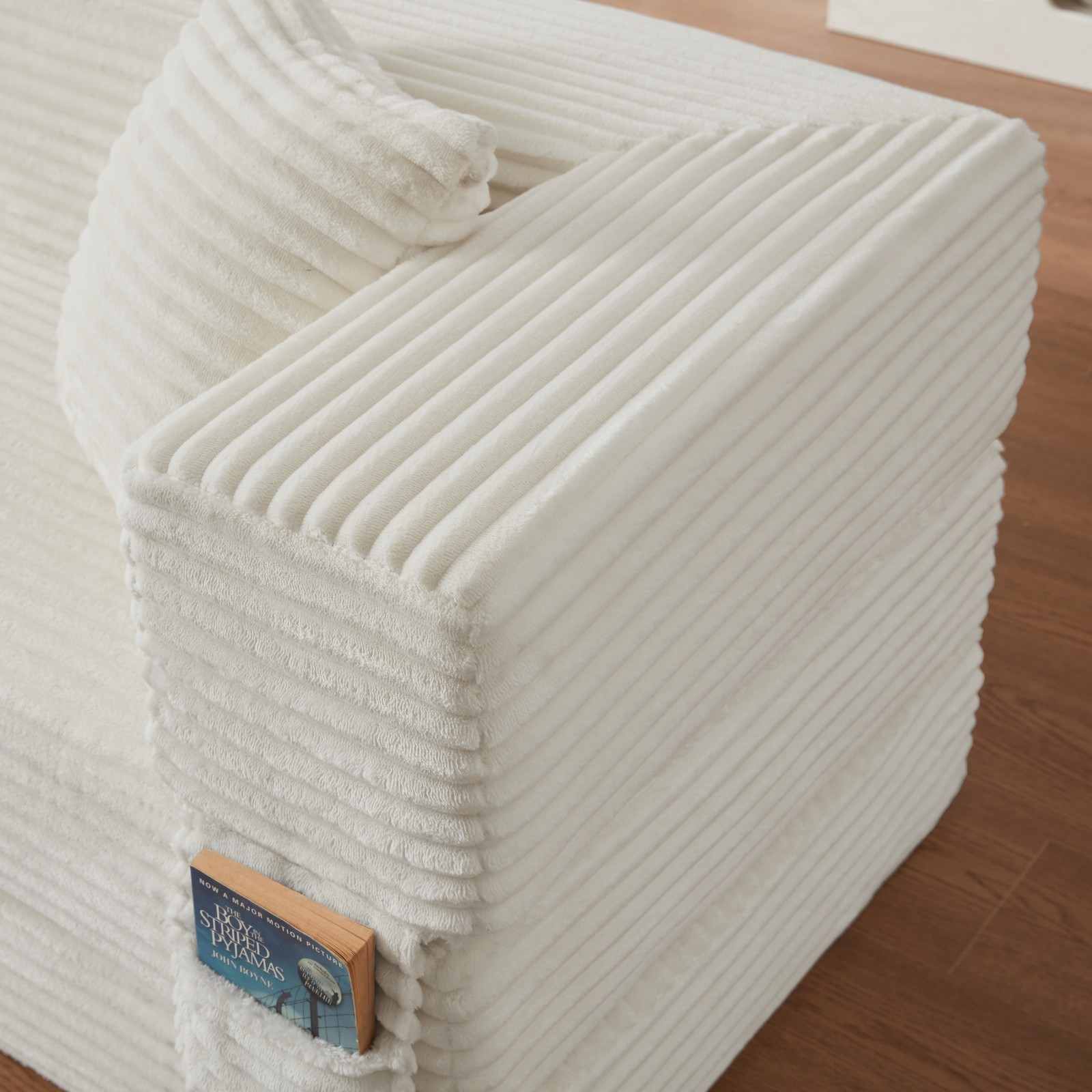Stylish Convertible Cord Sofa Bed with Unique Two-Tier Design