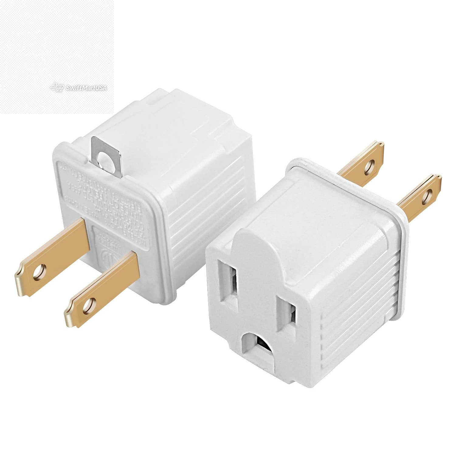 Grounded Adapter 3-Prong to 2-Prong Outlet Converter 3 Pin to 2 Pin Plug(2 Pack)