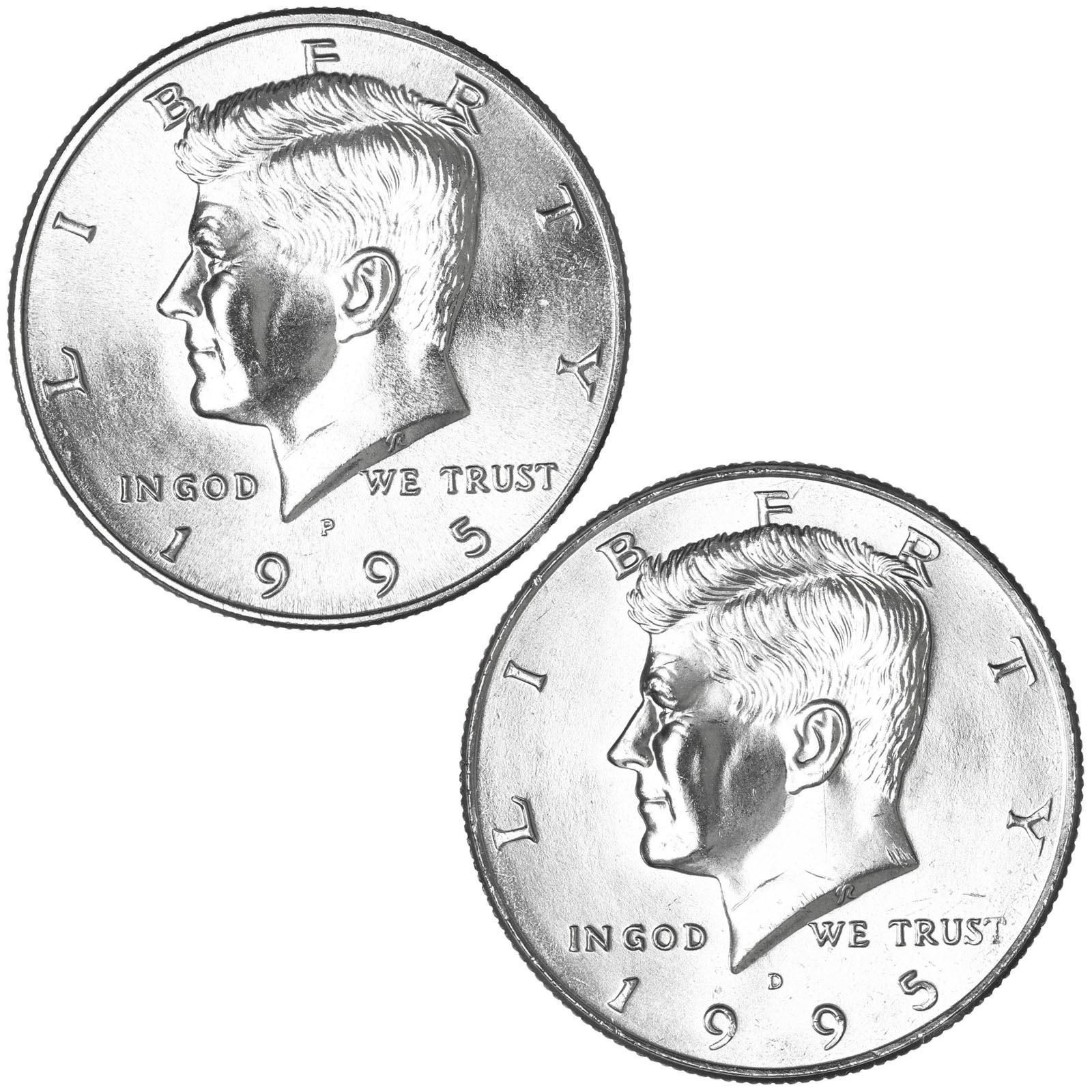 1995 P D Kennedy Half Dollar BU 2 Coin Year Set