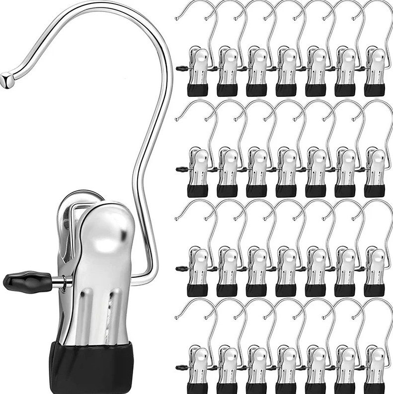20pcs Stainless Steel Clothespins Durable Hanging Clips for Laundry & Storage