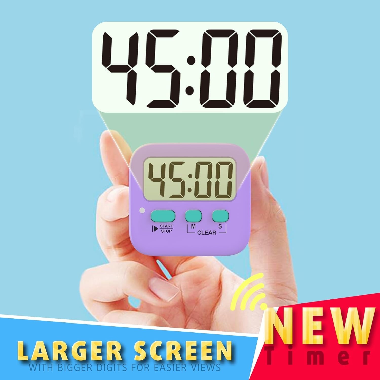 Digital Timer for Kids Kitchen Classroom Study Exercise Two Pack Purple