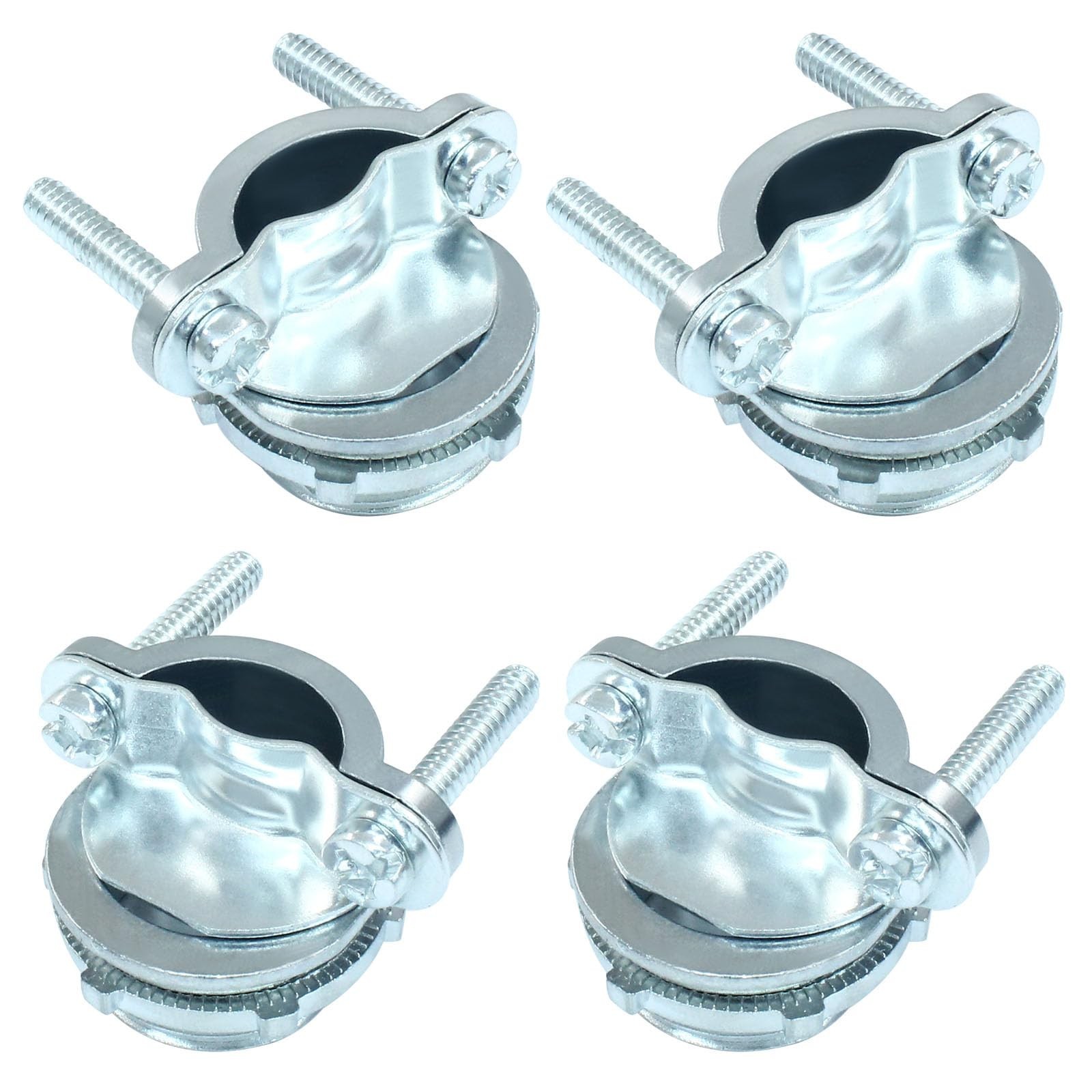4 Pcs 3/4 Inch Clamp Type Cable Connectors, Silver Zinc Clamp Connector Fitti...