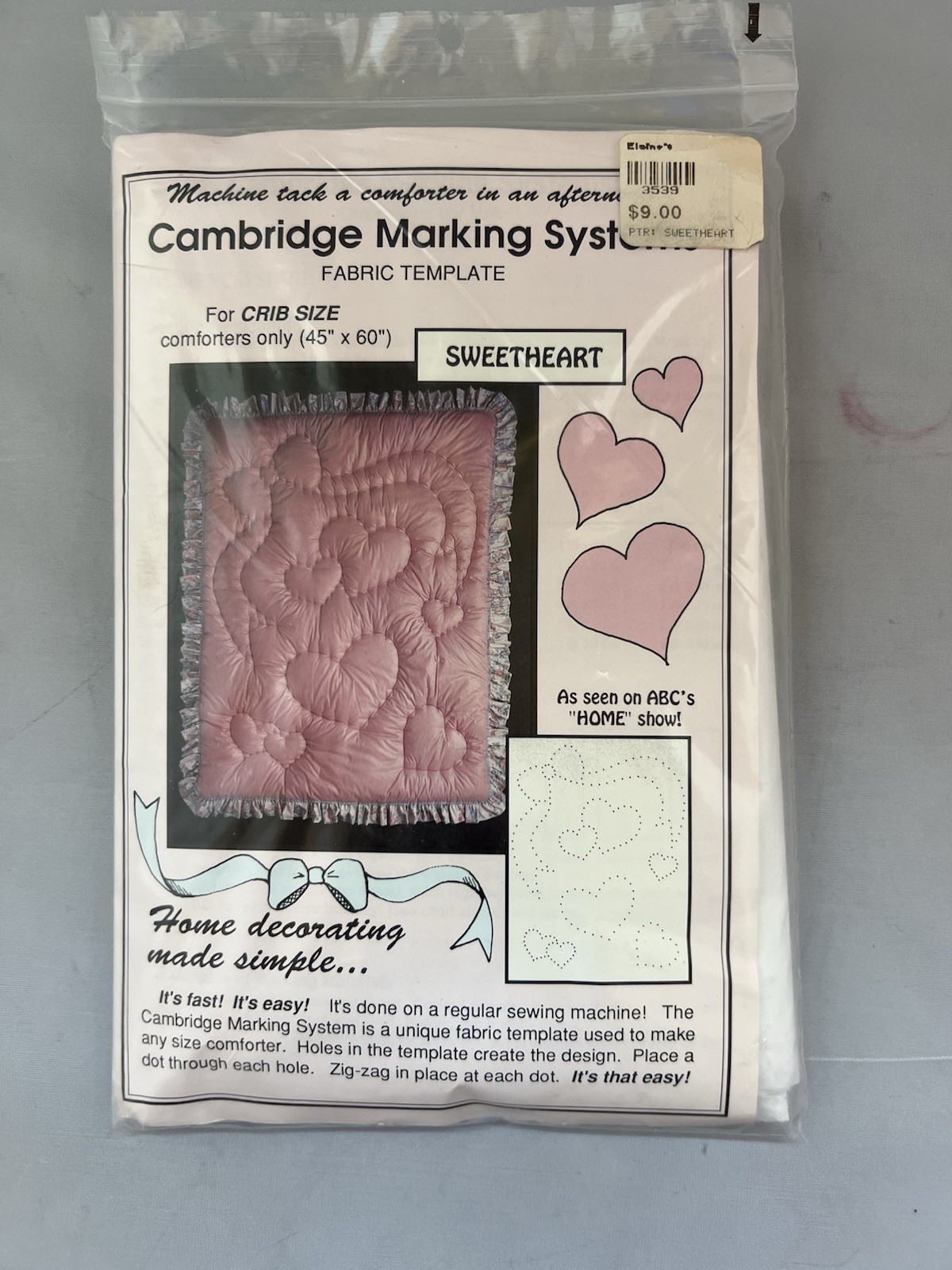 Cambridge Marking Systems Fabric Template Crib Size Comforter Only, 45”X60” New