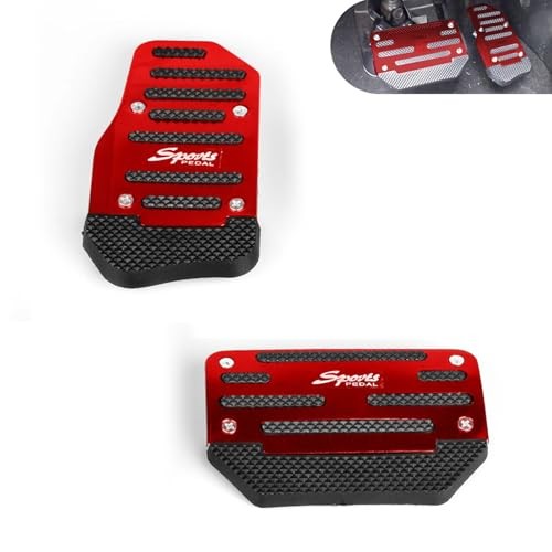 Car Pedal Pads Set, Alloy Non-slip Accelerator Brake Pedal Covers, 2 PCS Red