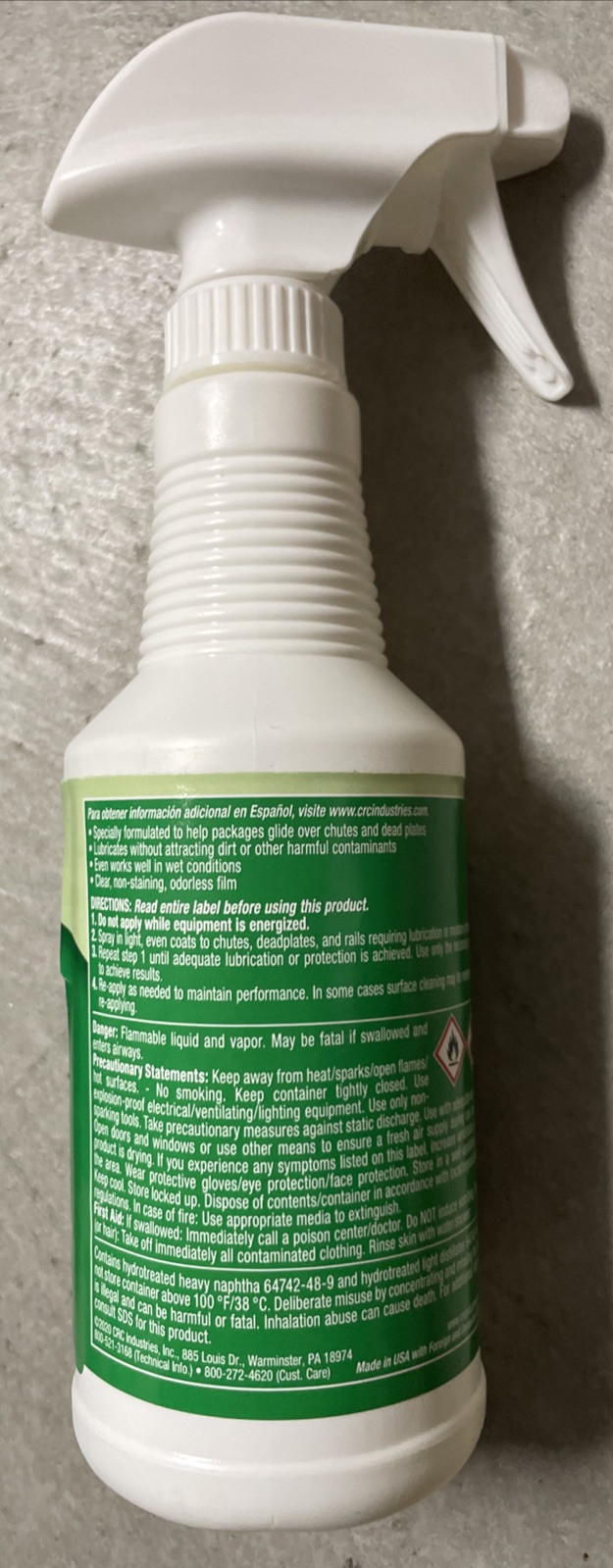 2x CRC 03220 Chute Lube Silicone Lubricant, H2 No Food Contact, 15 Oz Each