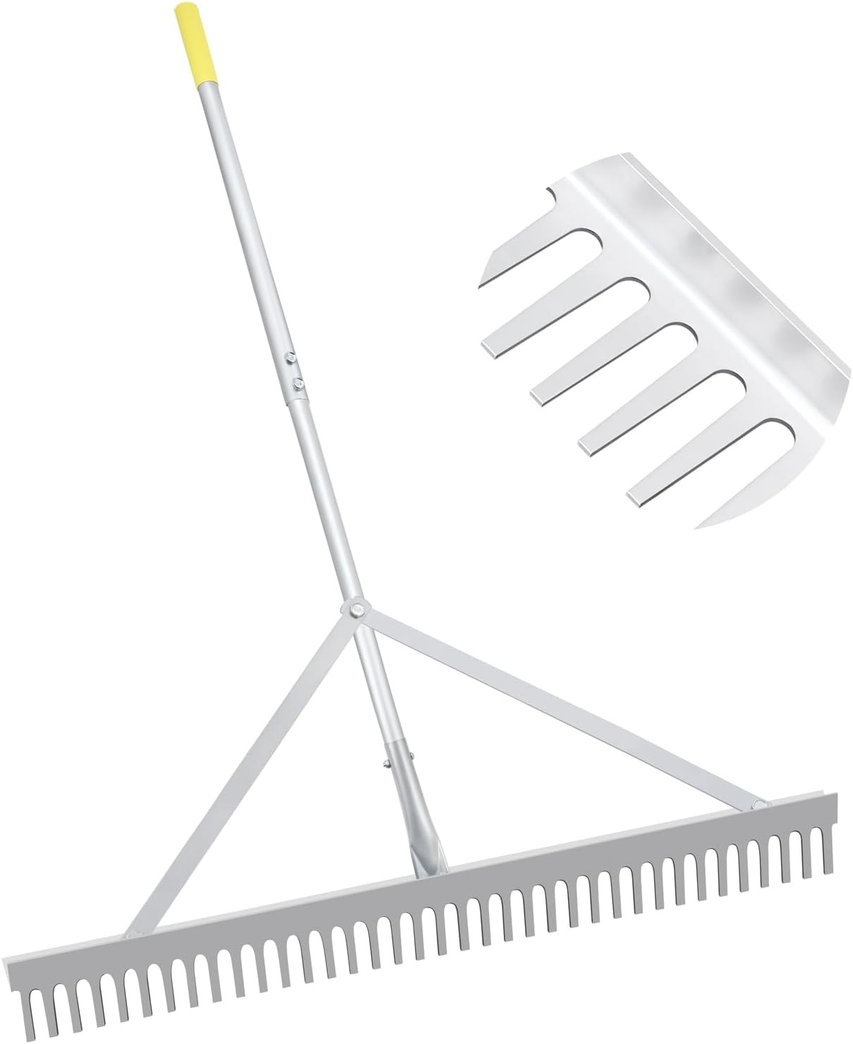 Landscape Rake 36in, Aluminum Rake with Lightweight 69in Handle