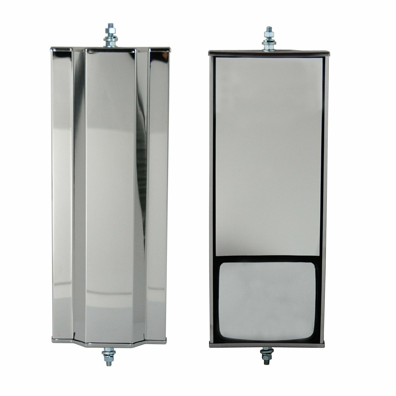 Fortpro 6 1/2" x 16" Stainless Steel West Coast Mirror Head with Convex | F24567