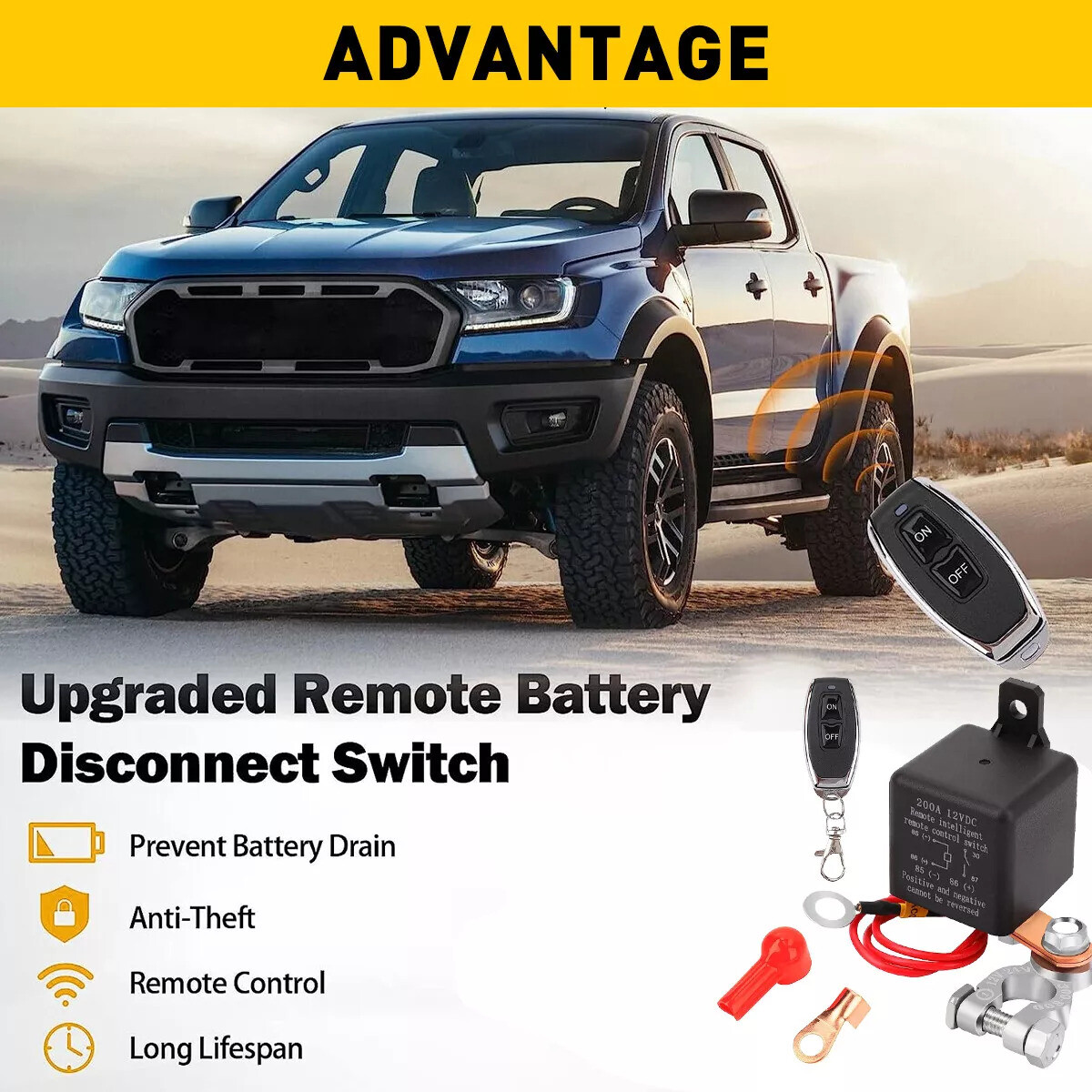 Car Battery Disconnect Switch Remote Control Power Kill Master Isolator Cut Off