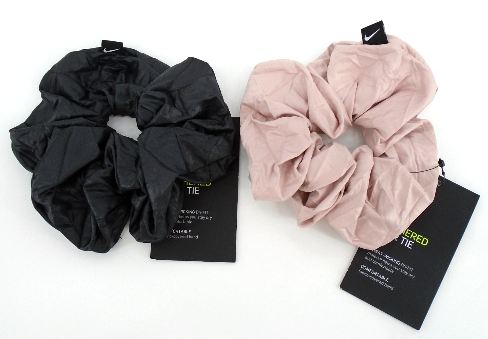 Nike Gathered Ponytail Hair Ties 2 Pack Adult Large Black/Pink Oxford