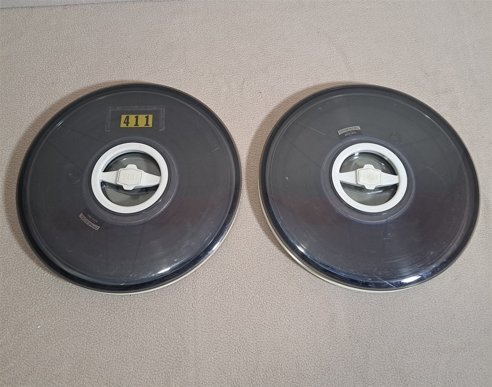 2 IBM 9-Track 10.5" Computer Data Magnetic Tape Reels [w/ Cases] e