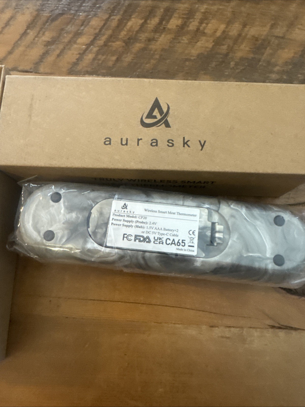 AURASKY Wireless Meat Thermometer Smart App Control Remote Read White/Gray CP20