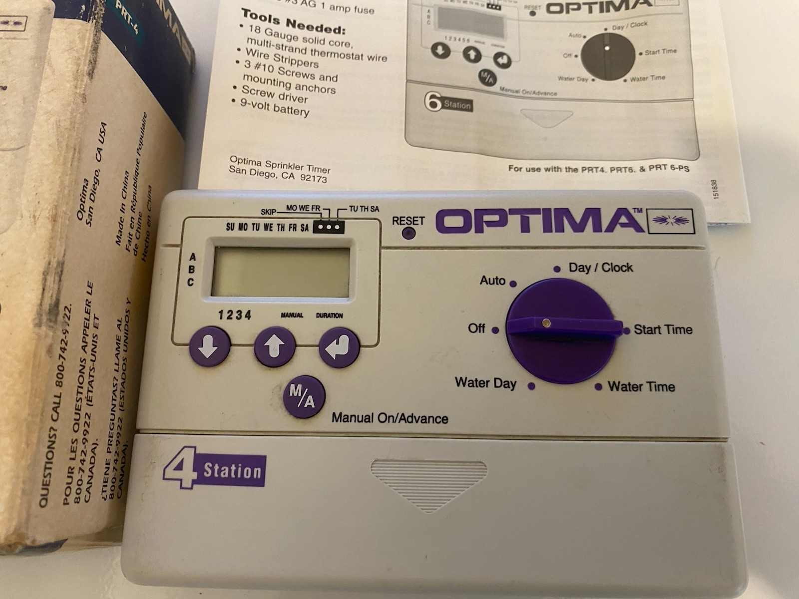 PRT-4 Optima Station Single Program Sprinkler Timer Garden Watering Controller