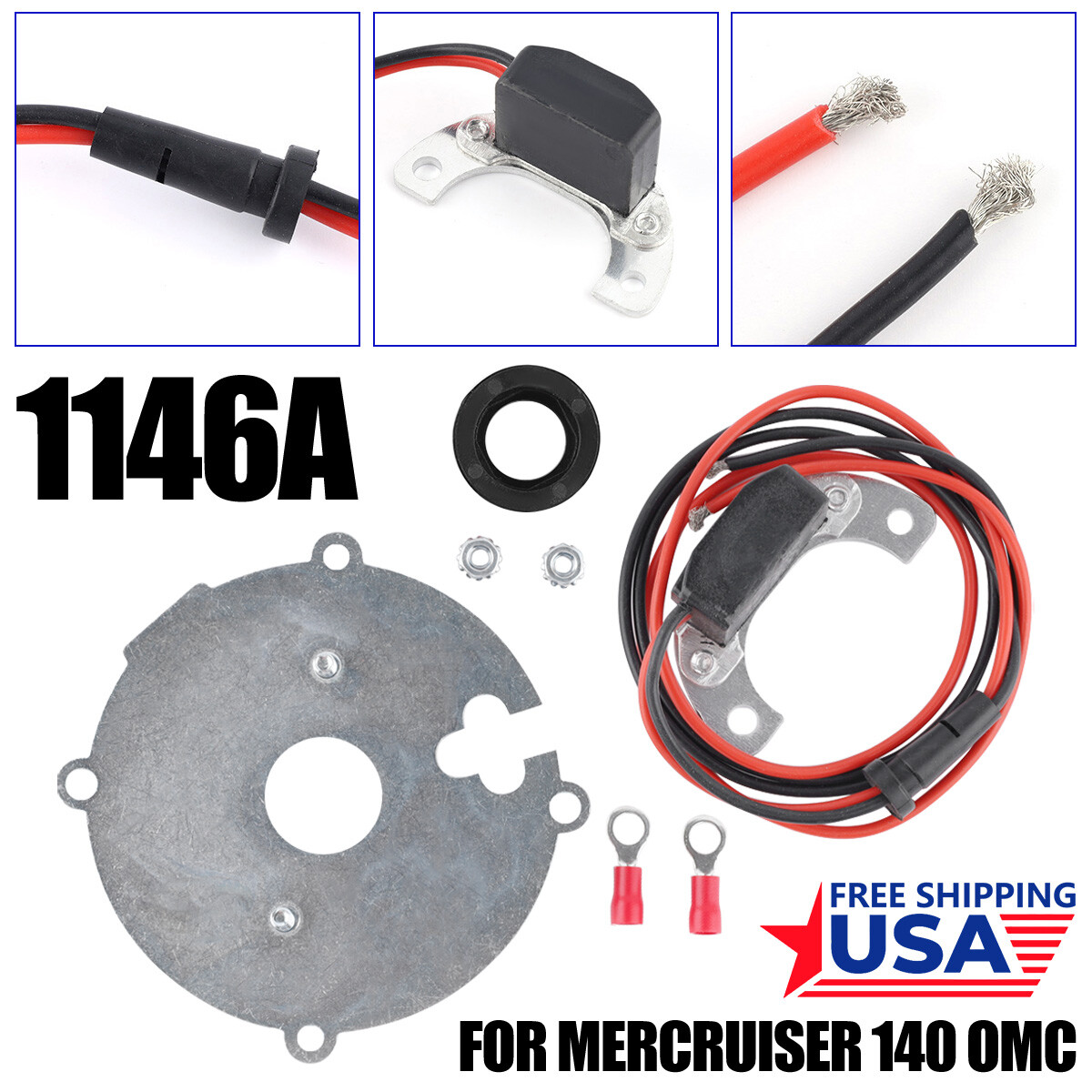 1146A Ignitor Ignition Kits Fits FOR Delco 4Cyl Distributor Mercruiser 140 OMC