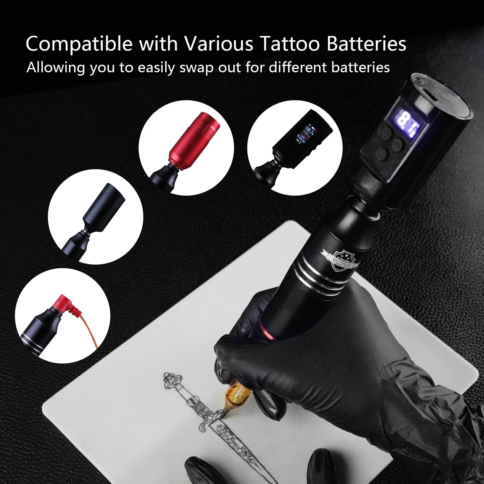 Wireless Tattoo Kit for Beginners - Machine 3Mm, Black One Battery
