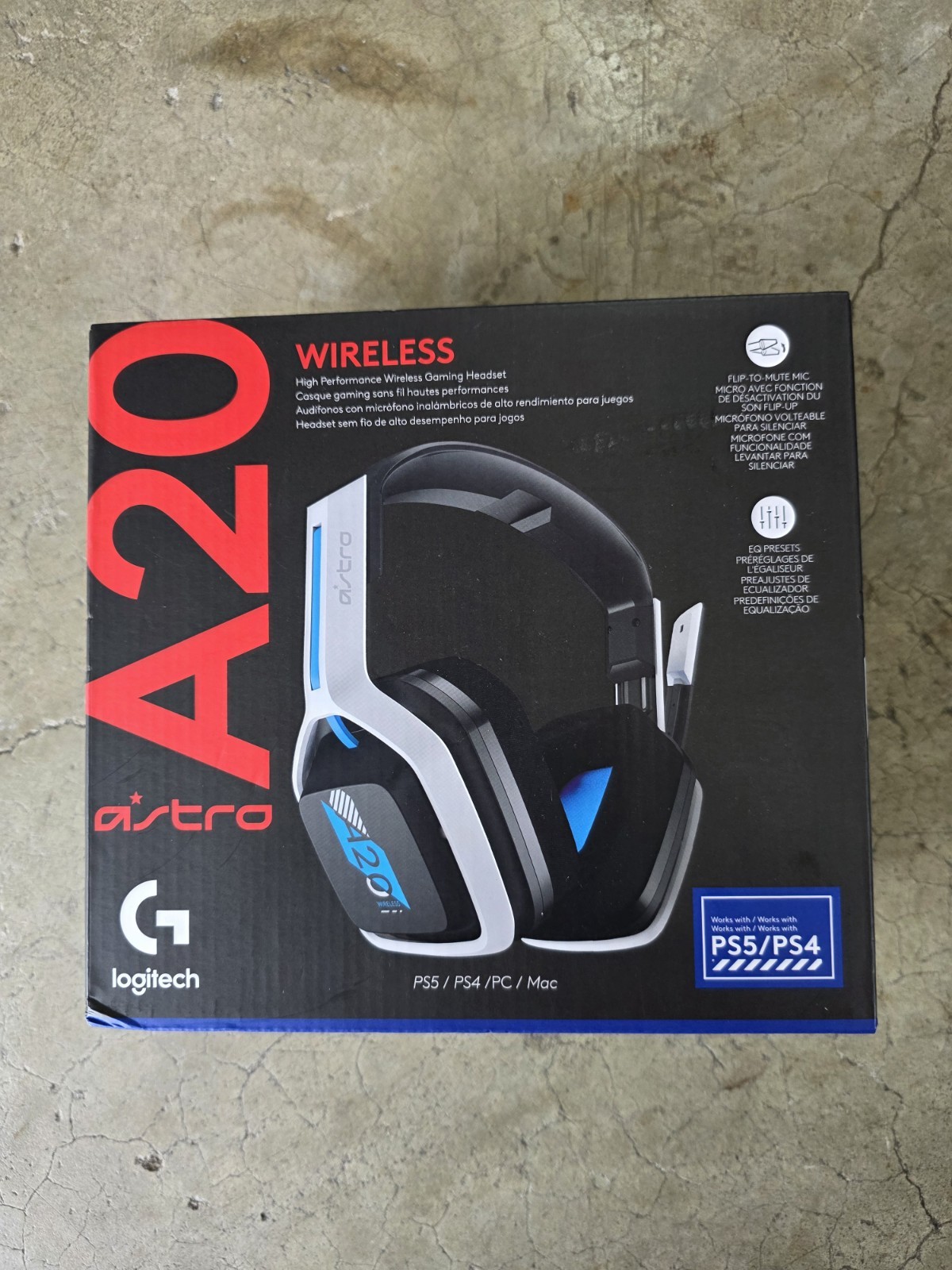 New Logitech A20 Astro White/Blue 939-001876 Wireless Gaming Headset