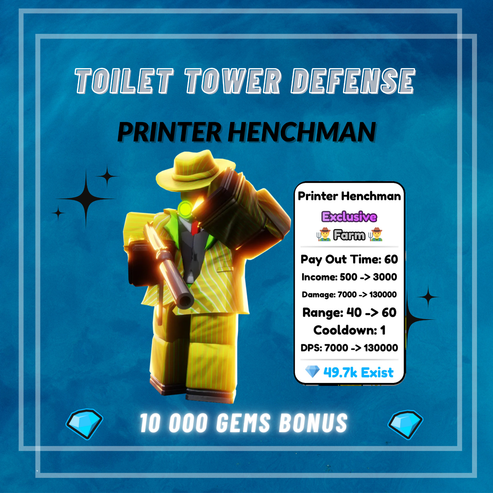 Printer Henchman  |  Toilet Tower Defense | TTD | Units + 10 000 Gems Bonus