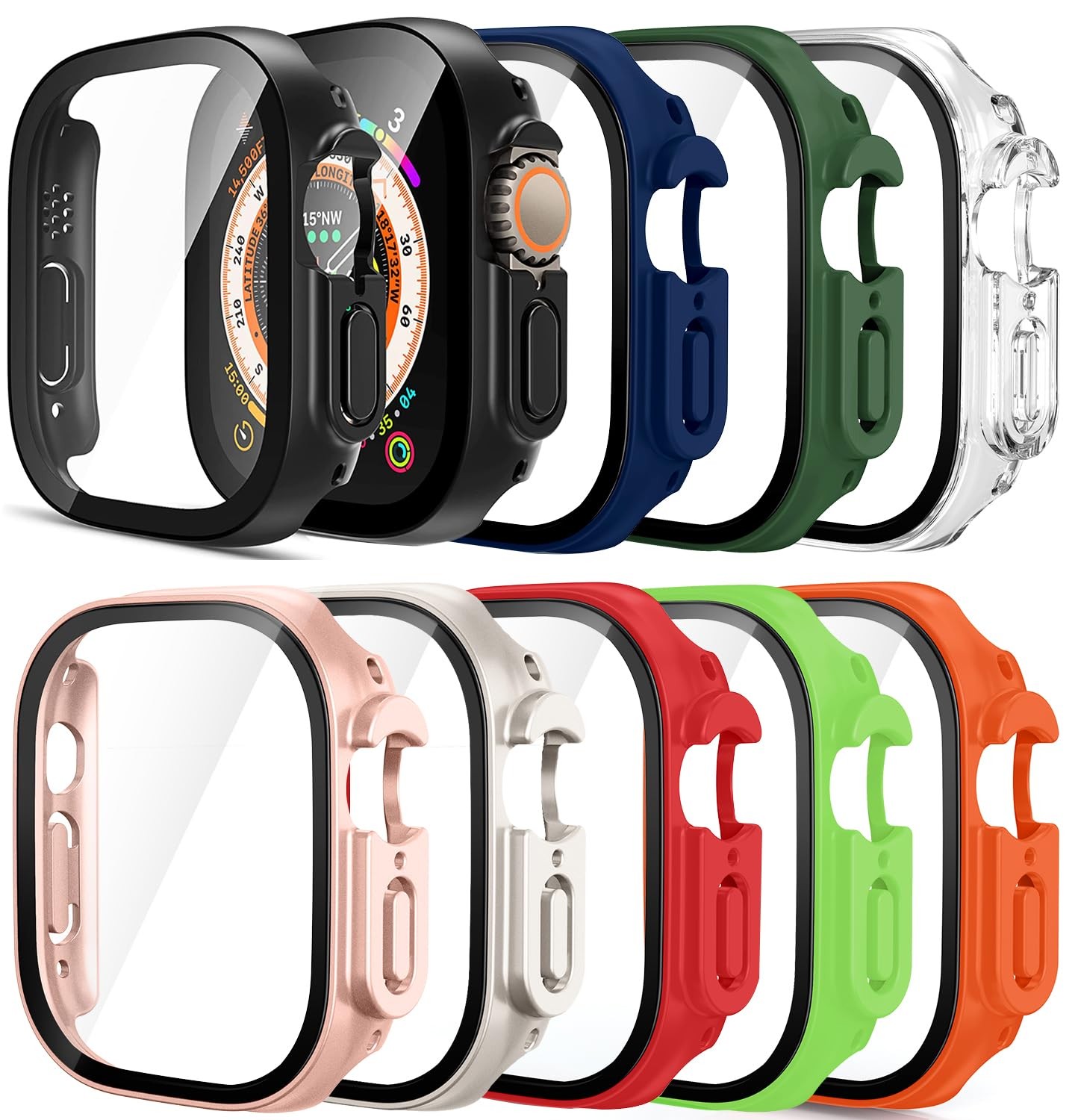 [9 Pack Case Compatible with 49mm Apple Watch Ultra & Ultra 2/3 with Tempered...