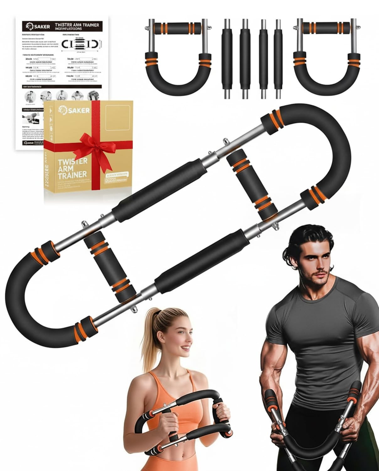 2026 New Saker PowerTwist Arm Trainer, 30-120lb Adjustable Orange-Black