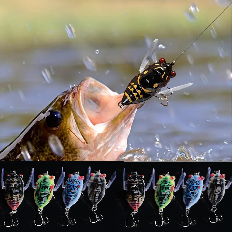 8pcs Crankbait Fishing Lures Cicada Bait Bionic Fishing Tackle Fishing Bait
