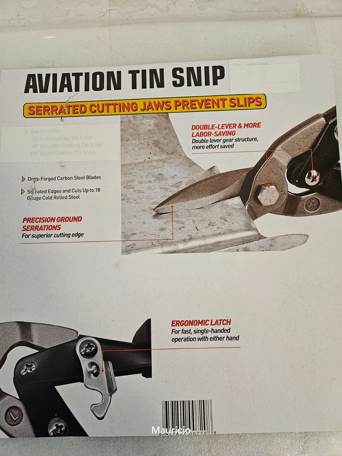 Aviation Snip - Red. Brand new for right cutting with serrated edges-