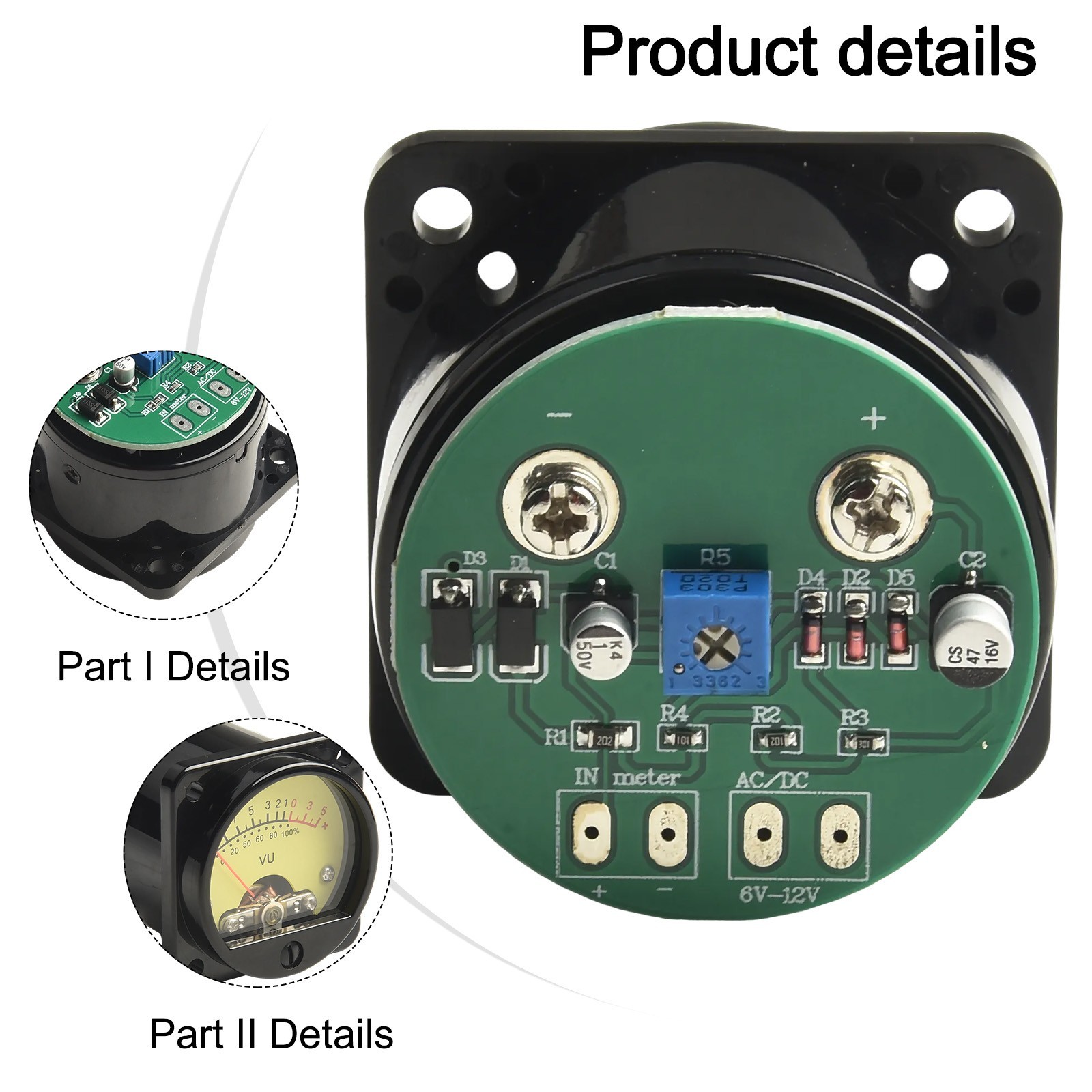 Sleek Design 45mm VU Level Meter with Integrated Driver Board Lighting