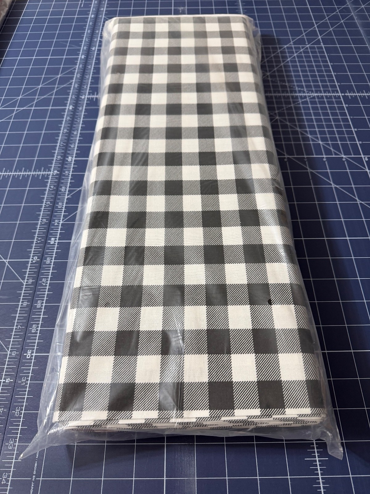 FULL BOLT - Christmas Black & White Buffalo Check 100% Cotton Fabric 8 Yards