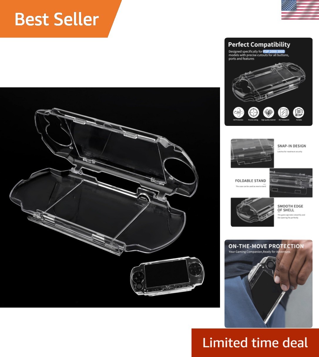 Hard Shell Case Cover Compatible with PSP 2000/3000,Transparent Protective Ca...